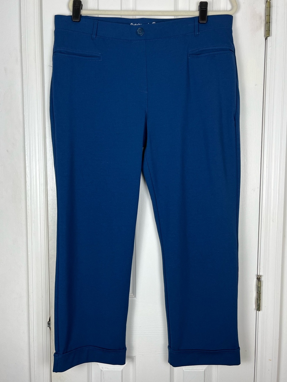 Betabrand Blue Pull On High Rise Easy Ankle Crop Trouser Pants Sz XXL Stretch